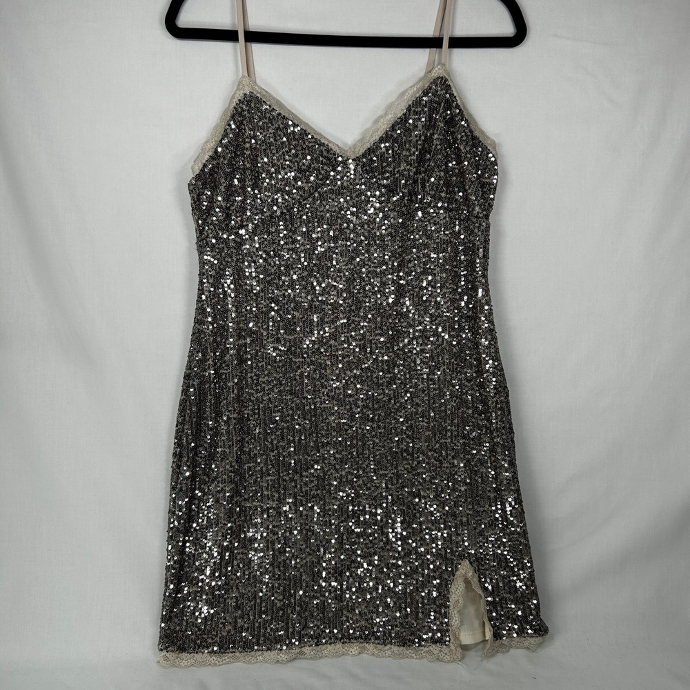 Wild Fable Sequin Silver Party Clubwear Mini Dress Sparkly Going Out Night Out